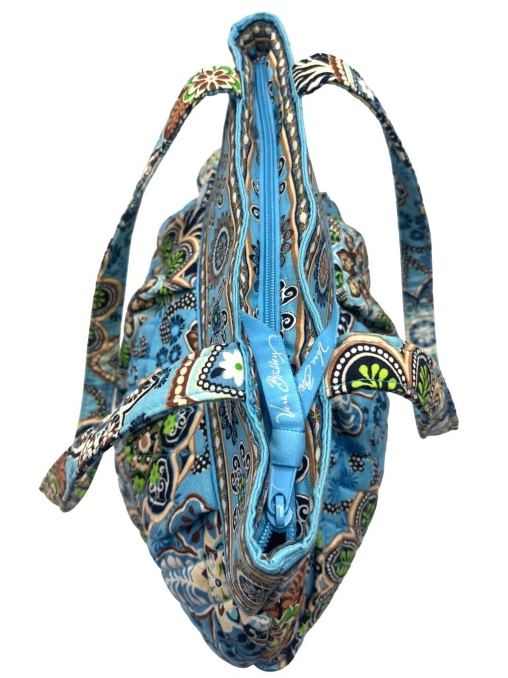 Vera Bradley Blue Floral Quilted Shoulder Bag Zipper Closure Multicolor - Picture 5 of 8